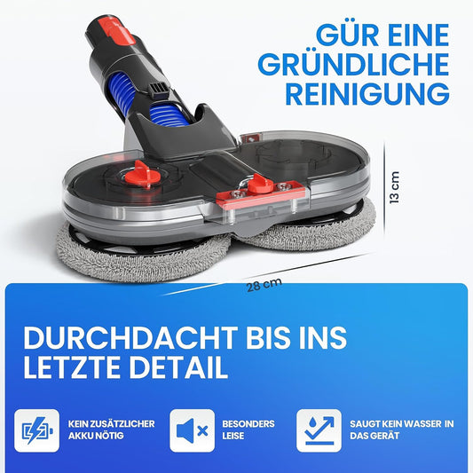 Dripl Wischaufsatz für Dyson V7/V8/V10/V11/V15/Gen5 Staubsauger, Elektrischer Bodenwischer mit Abnehmbaren Wassertank und 6 Waschbare Mopps + 1 Füllbehälter