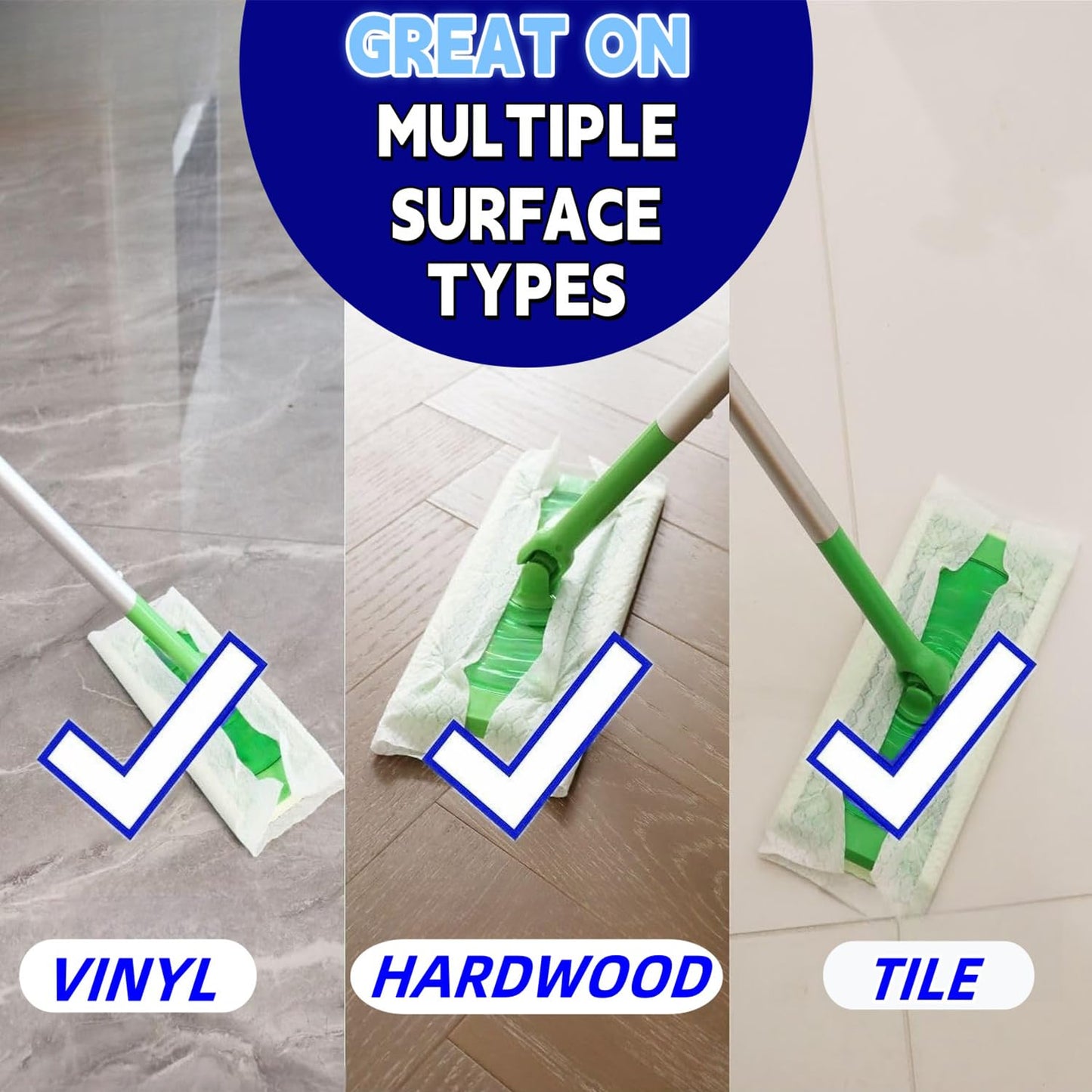SUZZYVINE Zubehör zu Bodenpflege-Wischer: Ersatz-Staubtücher für Bodenwischer,160 Stück (Bodenwischer für alle Böden)Wie Swiffer