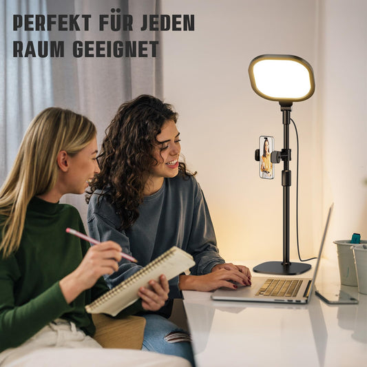 Schreibtischlampe LED Dimmbar,Streaming Licht Tischlampe für Homeoffice - Augenschutz Tageslichtlampe Desk Lamp mit Metallbasis - Desk Light für Beleuchtung Videokonferenz