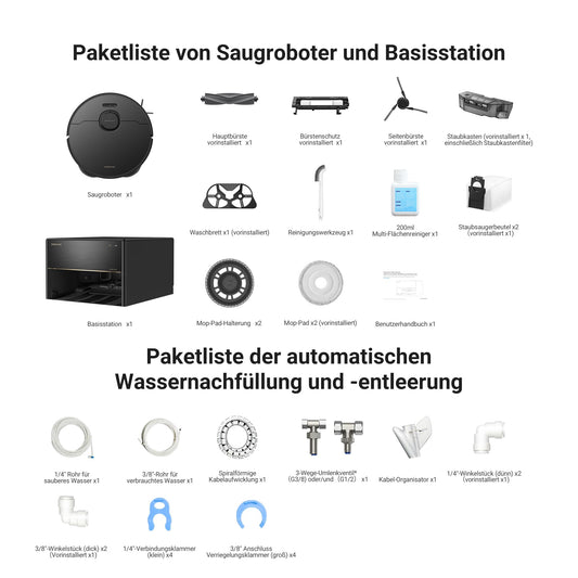 dreame X40 Master Saugroboter mit Wischfunktion, 28cm kompakter Basisstation, automatisches Befüllen und Entleeren, intelligente Navigation, 12.000Pa Starke Saugkraft, Mop-Selbstreinigung