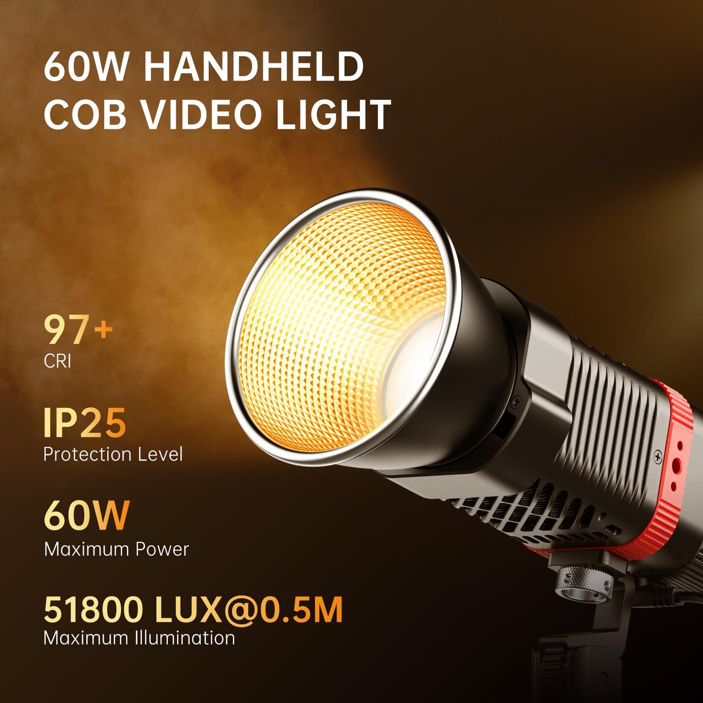 GVM 60W LED Videolicht mit Akku, APP-Steuerung COB Studiolicht LED, 2700K-6800K LED Fotografie Dauerlicht für Film Studio Video YouTube, LED Videolampe mit 12 Lichteffekten, 49300Lux/0,5m Fotolicht