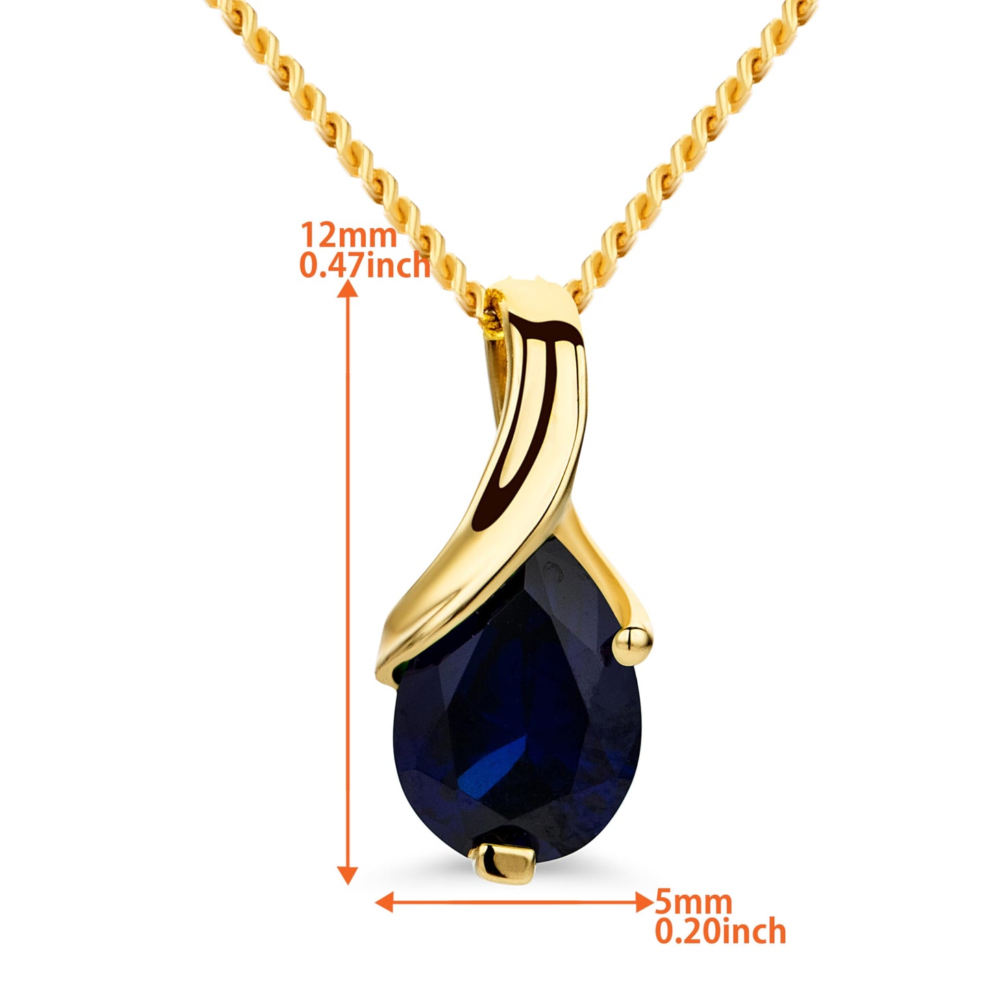 Orovi – Kette Damen aus 14 Karat (585) Gelbgold mit ovalem Saphir im Tropfenschliff (0.66 ct) – Filigrane Edelstein Halskette Damen mit Anhänger – Goldkette Allergenfrei & handgemacht (45 cm)