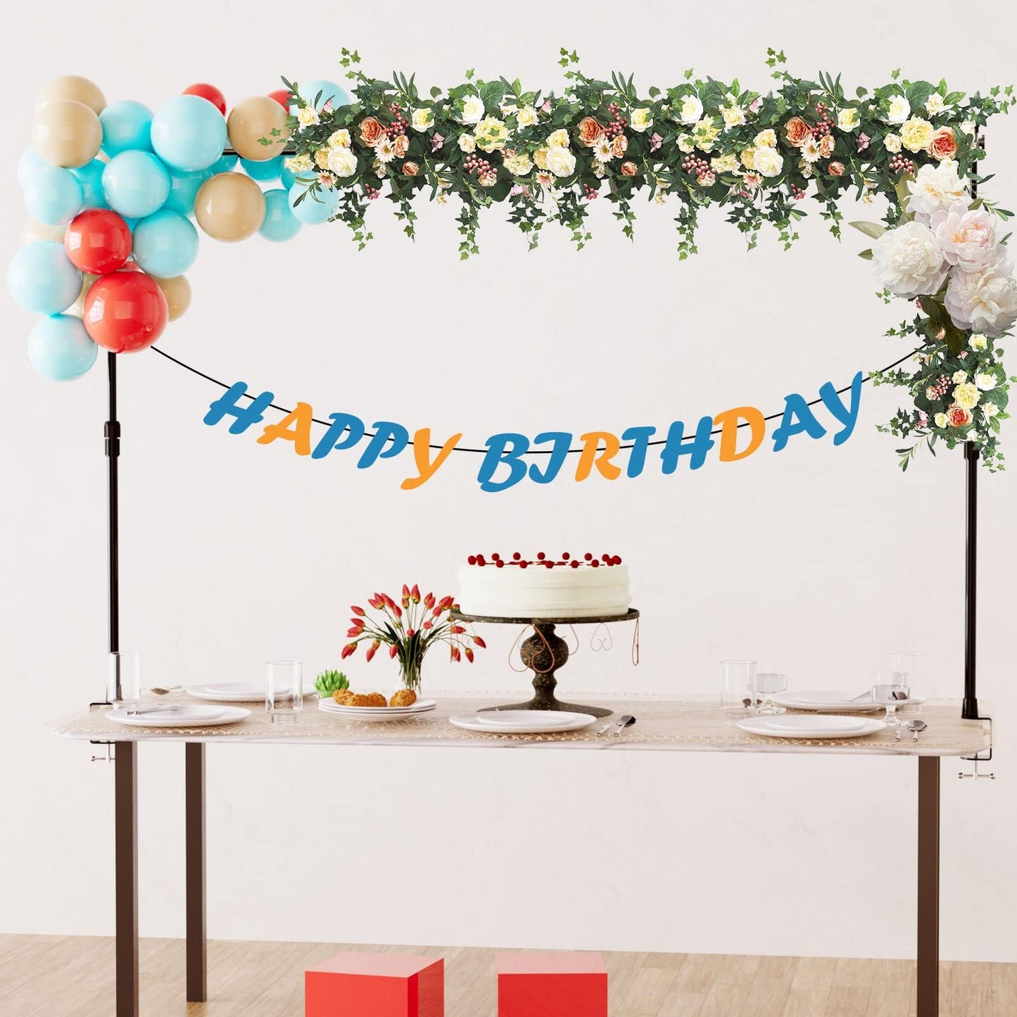 EMART Foto Hintergrund Ständer 180x240cm, Hintergrundständer Einstellbar Uber den Tisch, Ballon Bogen Stand für Geburtstag, Hochzeit, Party, Jahrestag Dekoration