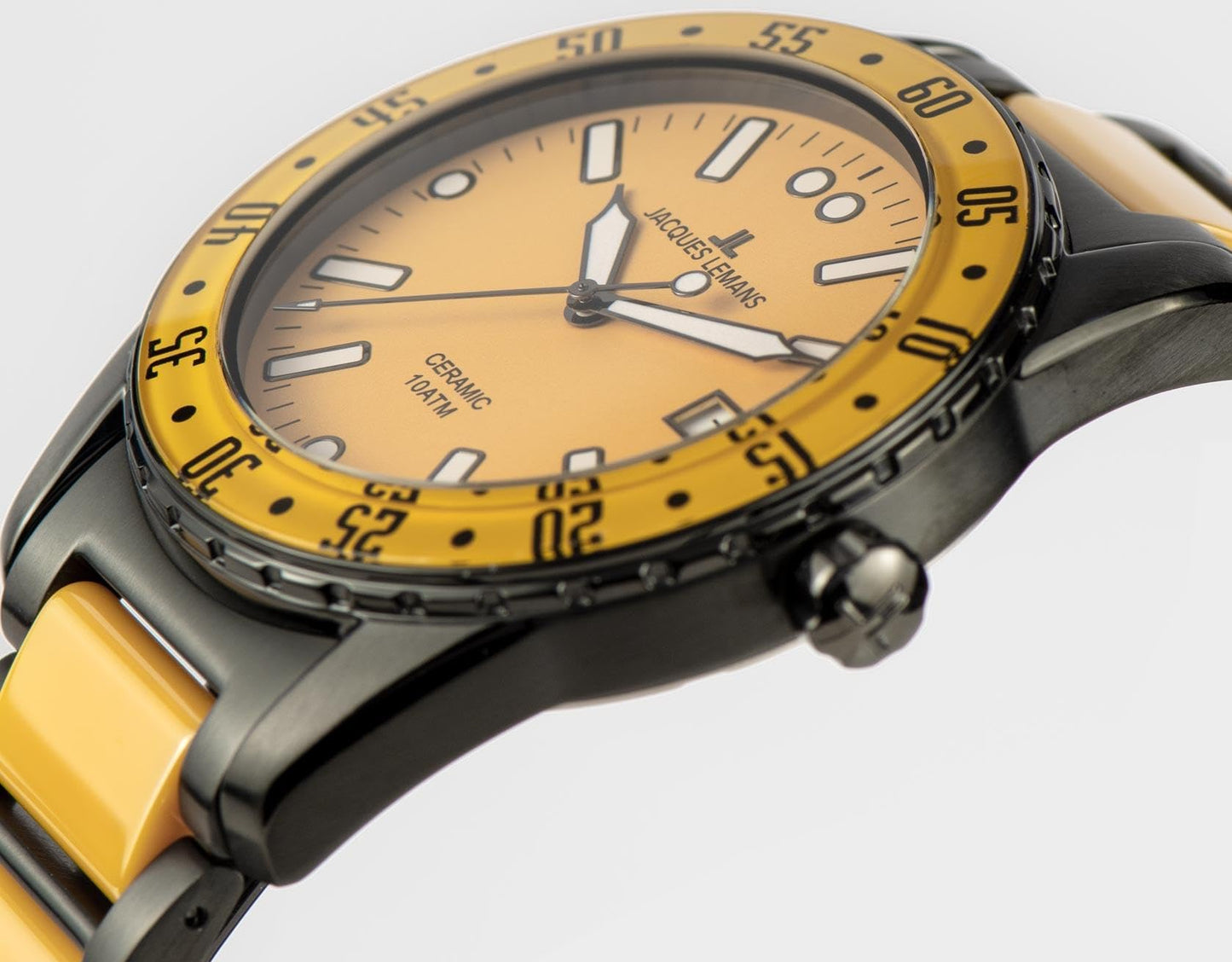 JACQUES LEMANS Damenuhr Liverpool Massiv Edelstahl/High-Tech-Ceramic massiv Edelstahl ip-Black 42-12I