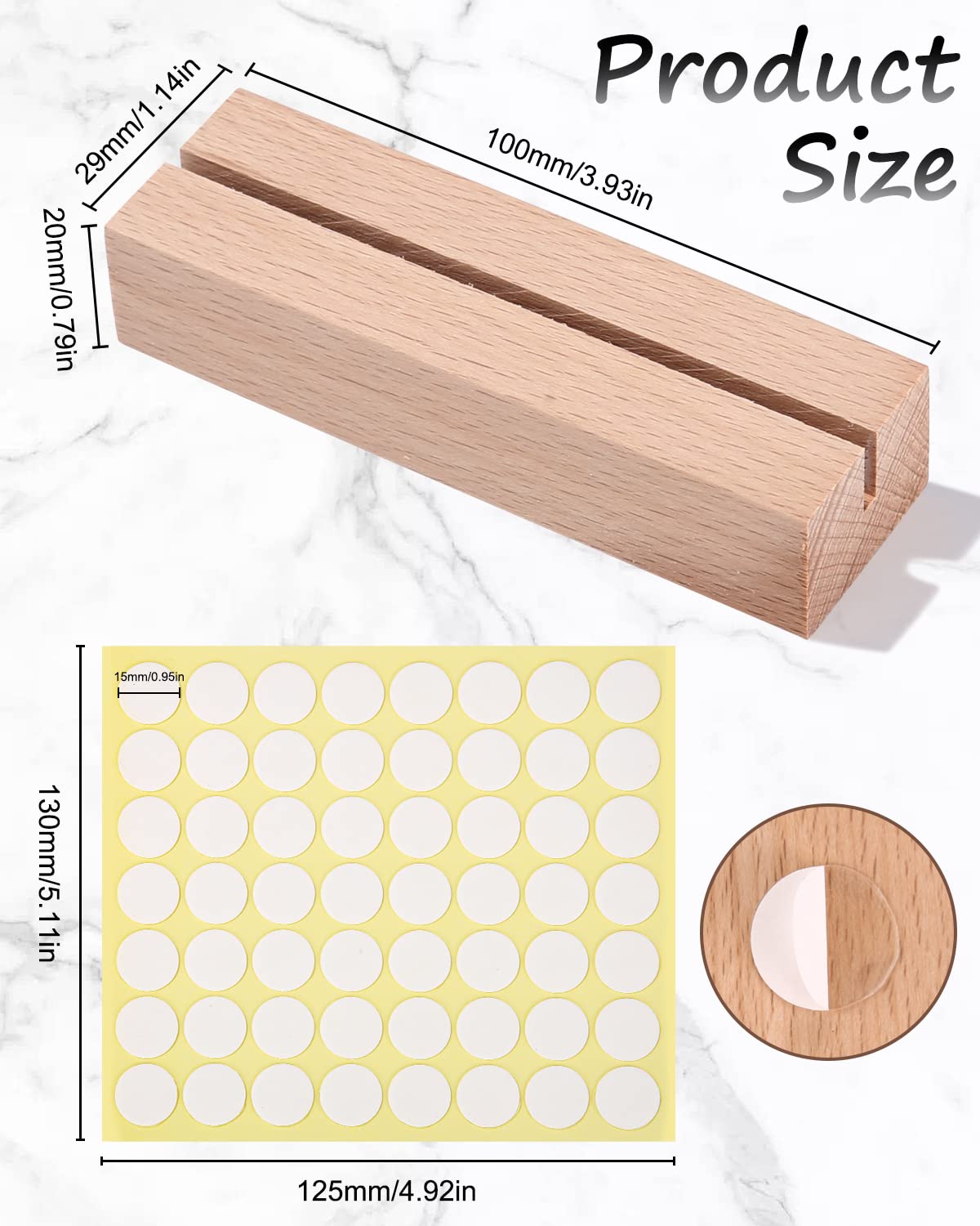 Birshe 24 Stück Holz Kartenhalter, Tischkarten Hochzeit mit Doppelseitigen Klebstoff, Namesschild Fotohalter, Postkartenhalter für Restaurants, Hochzeiten, Bankette und Partys Fotoständer