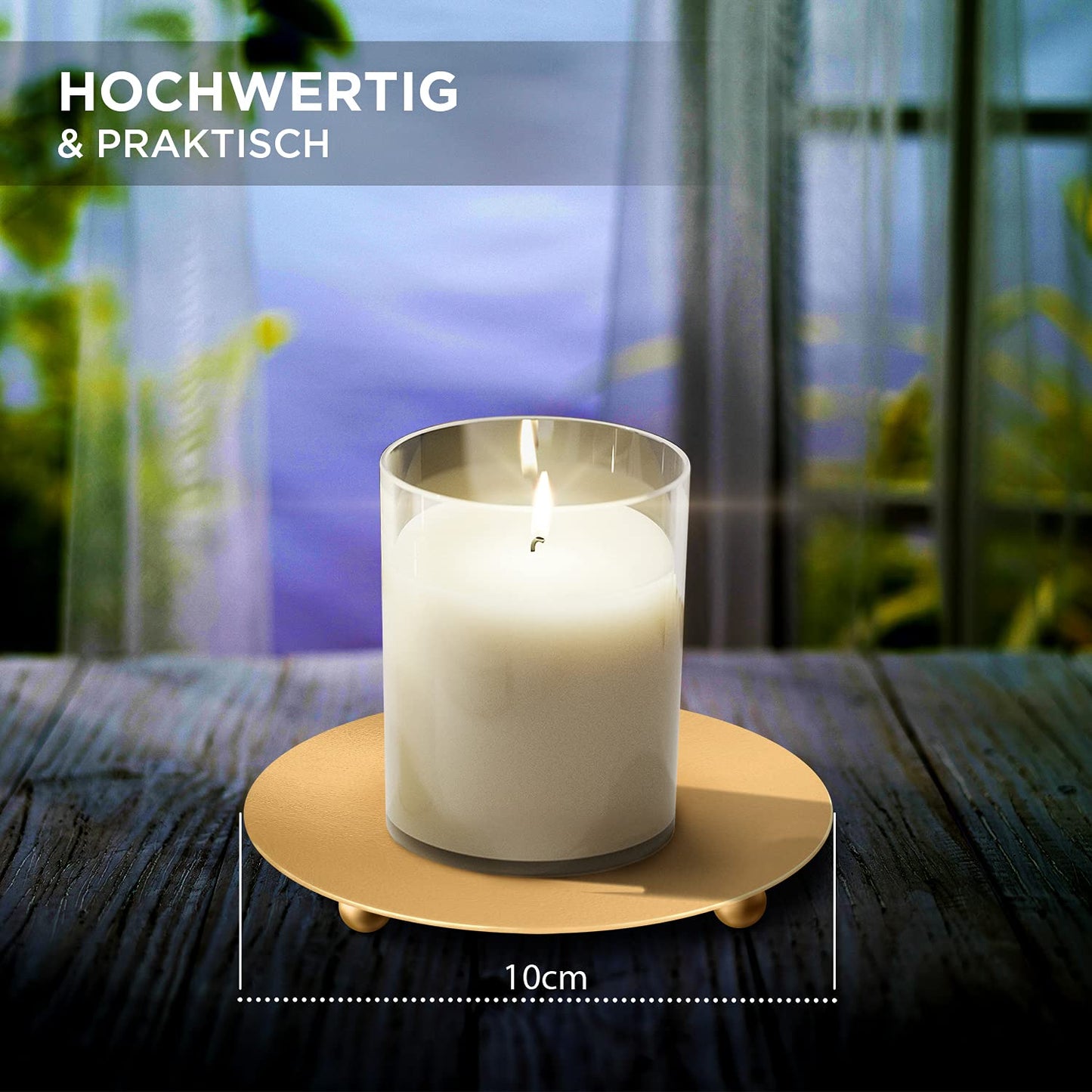 PROLUXE ® Kerzenhalter Gold 4tlg Design - Kerzenständer aus hochwertigem Metall - Kerzenuntersetzer - Premium Qualität Kerzen Deko - 4er Set Kerzenteller - Geschenkartikel