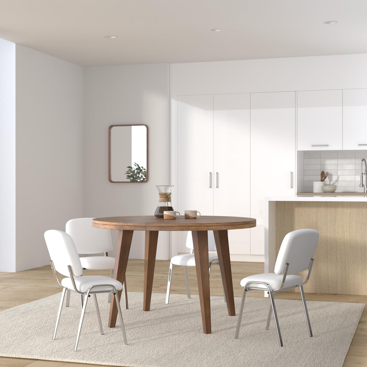 CLP Stapelstuhl Ken Weiß mit Kunstleder-Bezug und Chrom-Optik Metallgestell