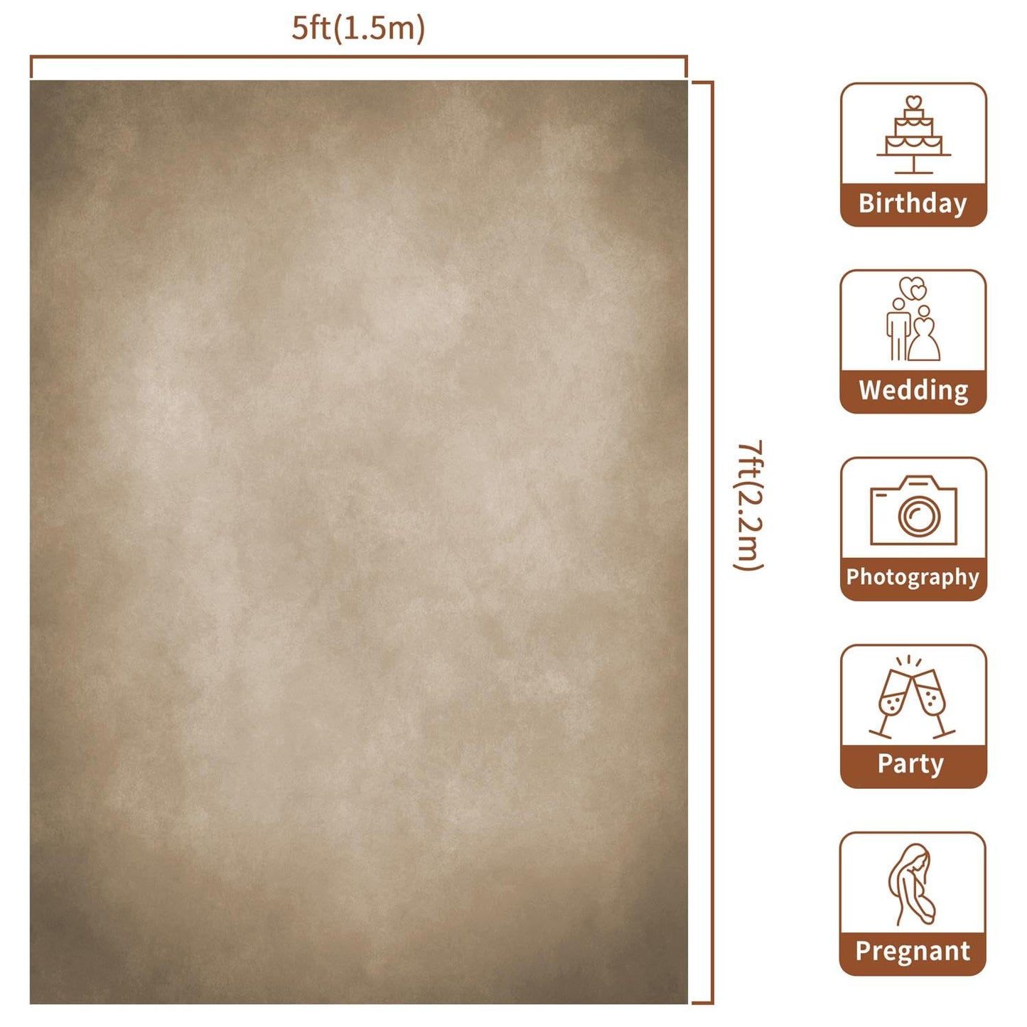 Kate Foto Hintergrund Hellbraun 1,5x2,2m/ 5x7ft Fotohintergrund Mikrofaser Foto Kulisse für Fotografie Verschwommene abstrakte antiken Hintergrund