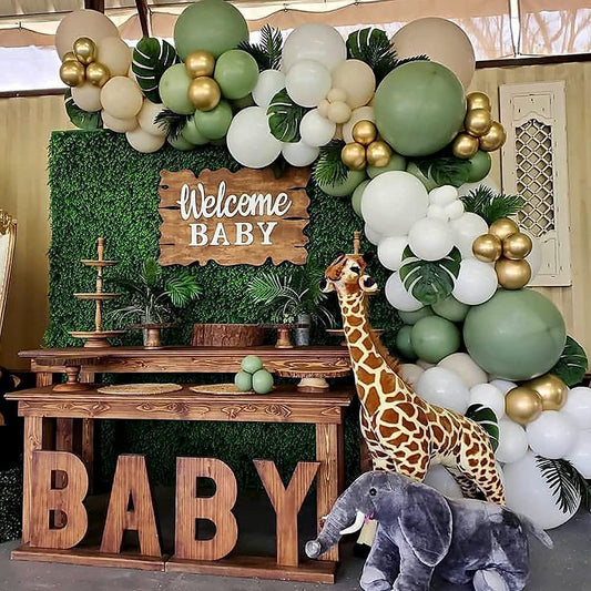 Ballon Girlande Grün,152 Stück Luftballon Girlande Grün mit Avocado Grüne Ballons Olive Grün Gold Ballons,Sage Green Ballon Set für Baby Shower Babyparty Geburtstag Party Hochzeit Deko