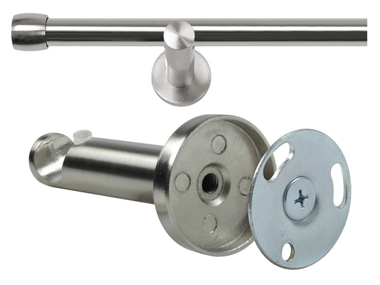 npluseins Gardinenstange/Teleskop 1-läufig Ø 13/16 Set + Zubehör 1569.2259, ca. 120-210 cm, Zylinder Chrom