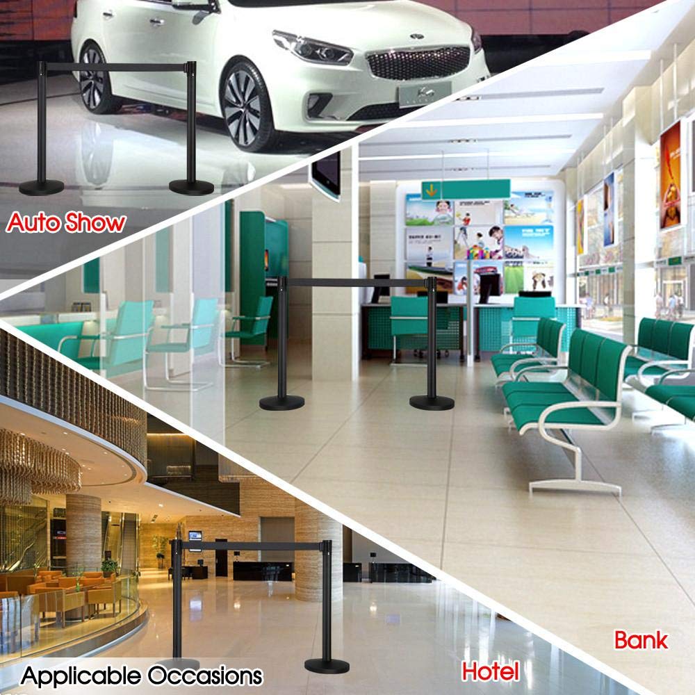 Yaheetech 8 Stück Absperrständer, Personenleitsystem mit Gurtlänge, Absperrband, Absperrpfosten Warteschlange Crowd Control Pfosten, Abgrenzungspfosten