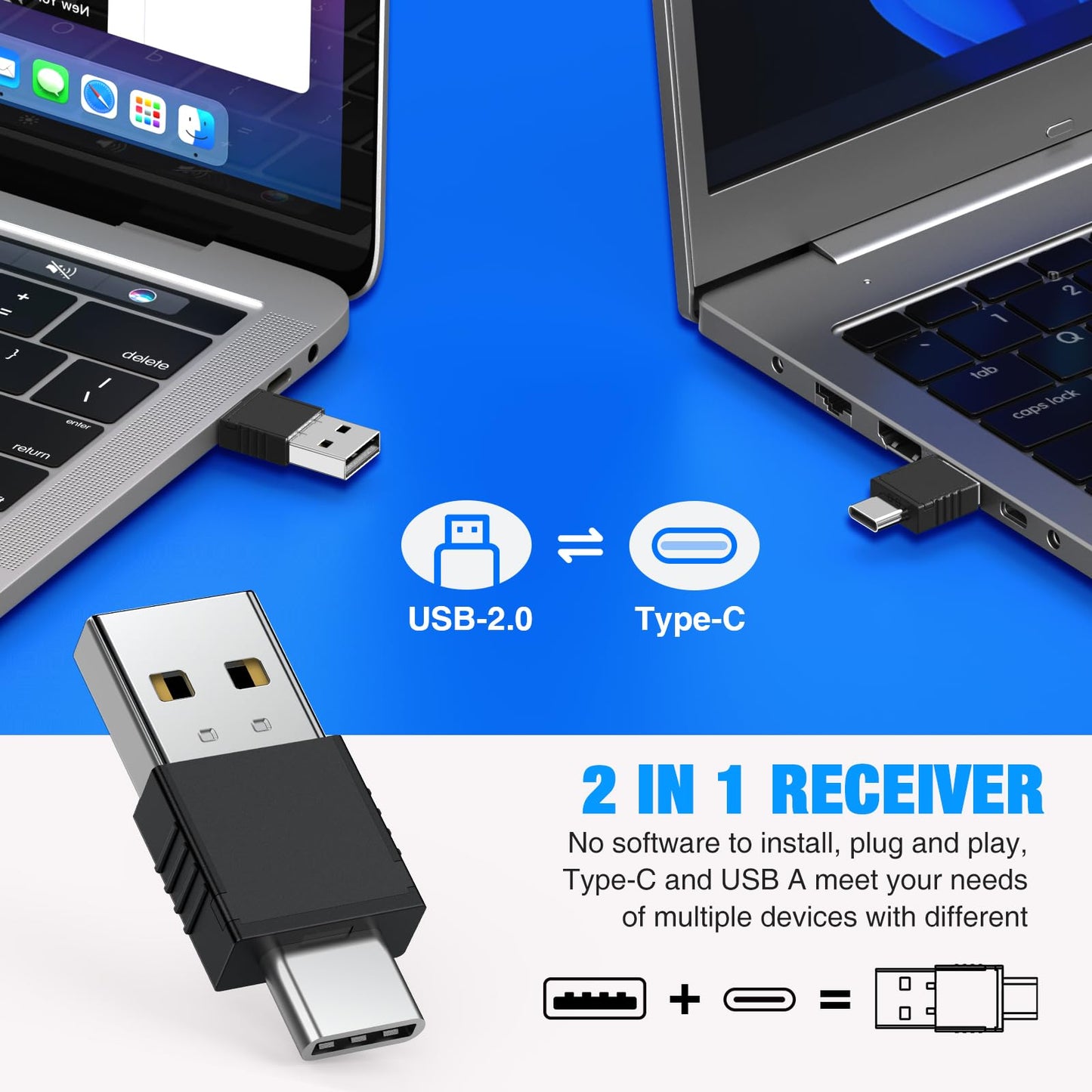 Wiederaufladbare USB C Presenter, 2.4 GHz Kabellose Roter Laserpointer, Hyperlink, Switch Windows, Lautstärkeregelung, 2 Wochen Spieldauer, Batterieanzeige, Präsentation für Windows 7/10/11, Macbook