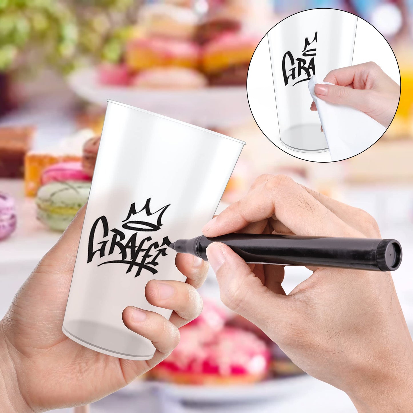 AOLUXLM 50 Stück Partybecher Set, Trinkbecher Bruchsichere Mehrwegbecher für Getränkepartys, Geburtstag, Hochzeit - 480 ml / 16 OZ ( Voll Gefüllt) Mattierte Plastikbecher