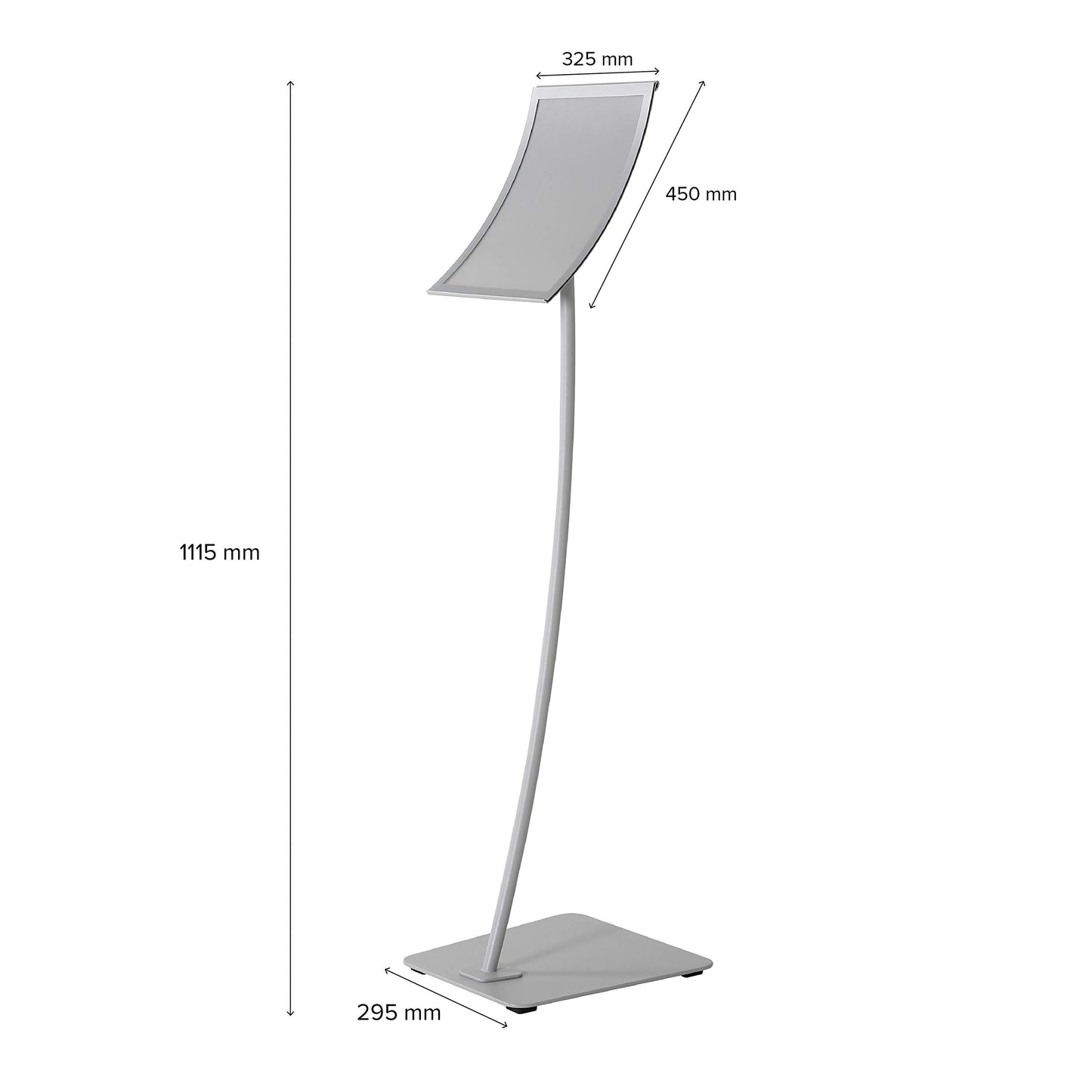 DISPLAY SALES Infoständer Konkav DIN A3 silber PREMIUM Informationsständer. Rostfreie schwere Stahl Fußplatte. Attraktiver Infohalter mit geschwungenem Design