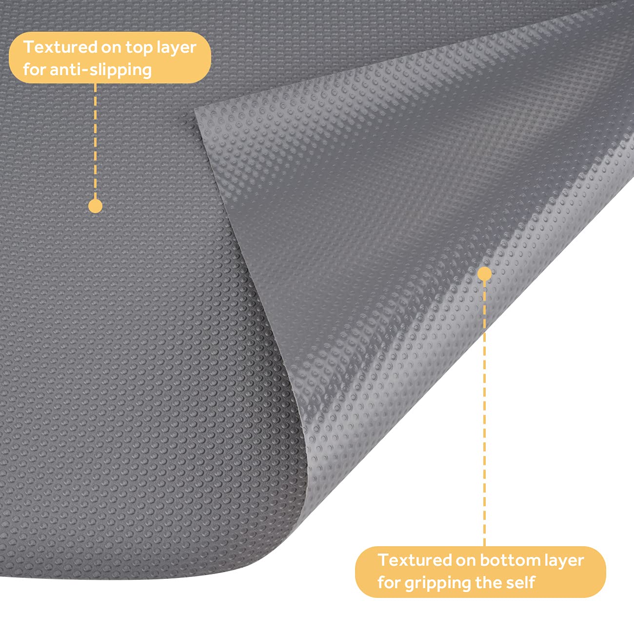 Eluckin Schubladenmatte rutschfeste 45x500cm Schubladenauskleidung Nicht klebende Eva Wasserdichtem Antirutschmatte für Regale Schränke Schubladen Kühlschranke Hause Büro, freier Schnitt, Grau