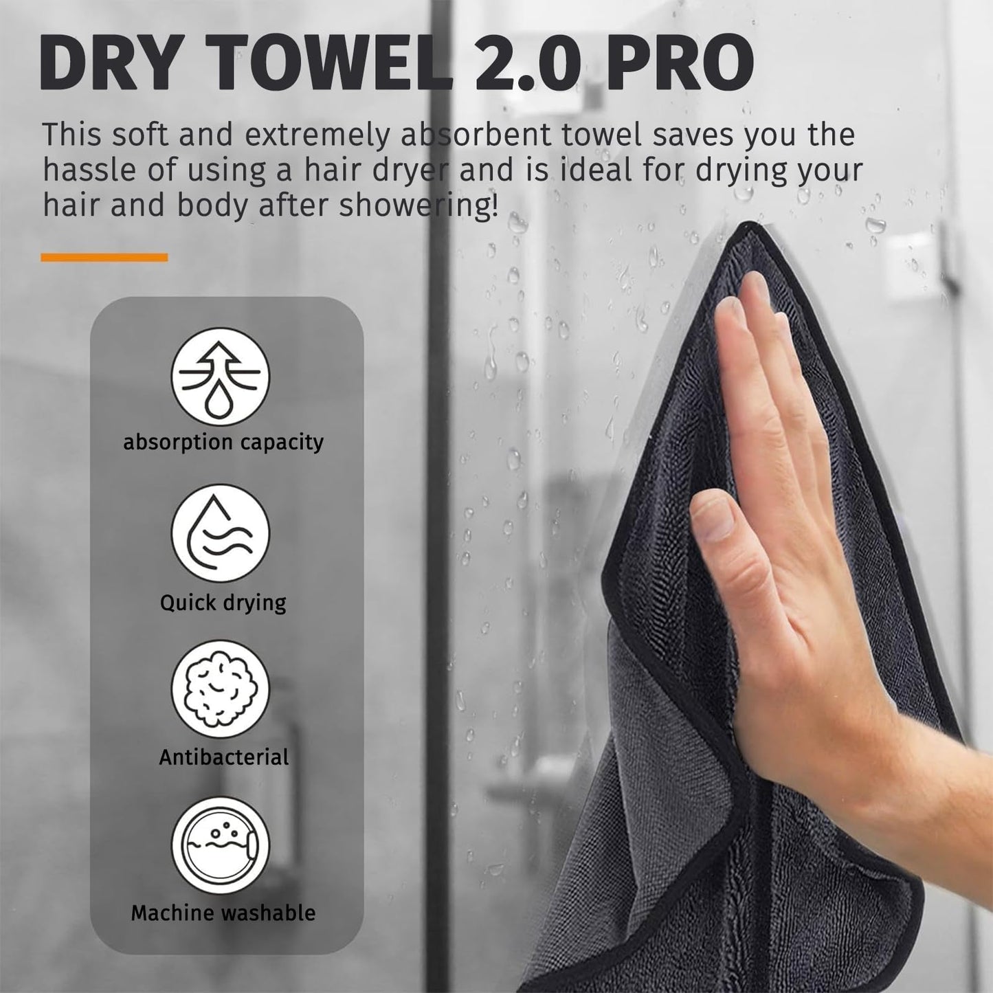 Deedlite Shiny Bath XXL Trockentuch, Fast Dry Trockentuch, Mikrofasertücher, Shiny Bath Wipes Tücher Original, Premium Trockentuch für Duschkabine, Auto, Haushalt, Camping (40x60cm, 3 Stück)