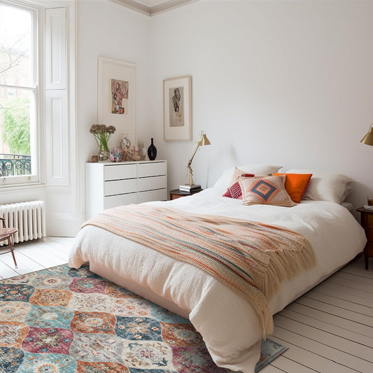 Xfrog Teppich Blumen Boho Rutschfester Waschbarer Teppich Klein Ultraweicher Antiker Teppich Wohnzimmer Niedriger Flor Flächenteppich für Wohnzimmer, Schlafzimmer, Kinderzimmer 80 x 150 cm