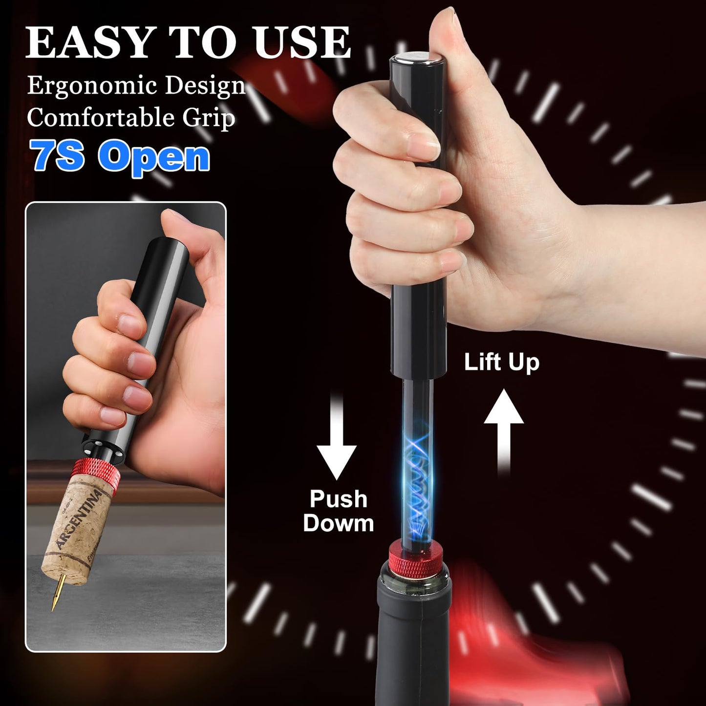 Elegear Korkenzieher Wein Weinöffner Druckluftkorkenzieher Flaschenöffner Pumpenöffner für Wein Kapselheber Tragbar Luftdruck Weinöffner für Weinflaschen