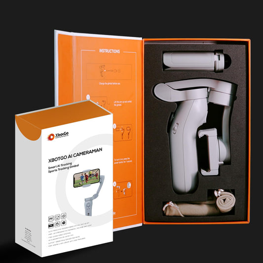 XbotGo Sportkamera Fuer Basketball und Fußball Spiel, AI Automatisch Aufnahme, 3-Achsen-Telefon-Gimbal, Tragbar und faltbar, Vlogging Stabilisator Android- und iPhone-Gimbal