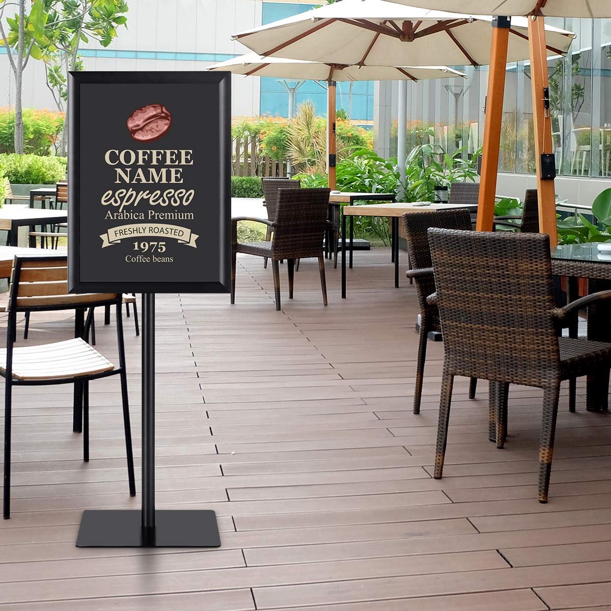 COSTWAY Infoständer A3, Informationsständer höhenverstellbar, Plakatständer, Kundenstopper, Präsentationsständer, Werbeständer, Posterständer, Aufsteller (Schwarz)