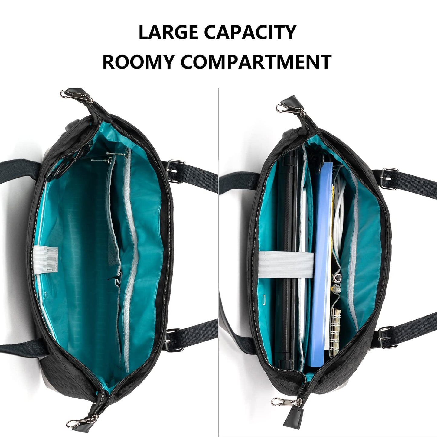 KROSER Laptop Damen Handtasche Schwarz Elegant Laptop Tasche 15,6 Zoll Große Leichte Tote Bag für Business/Schule/Reisen-MEHRWEG