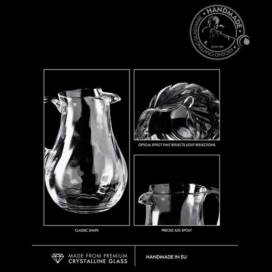 Krosno - Wasserkrug Glaskrug 1600 ml Romance Kollektion - Crystalline Glas Weinkaraffe Rotwein Wasserkaraffe Karaffe für Getränke Glaskaraffe Wasser und Säfte Whisky Ice