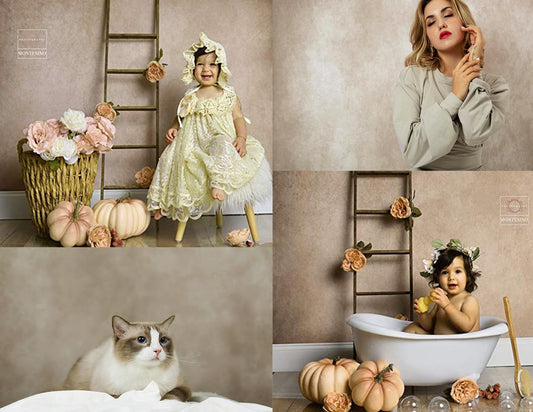 Kate Foto Hintergrund Hellbraun 1,5x2,2m/ 5x7ft Fotohintergrund Mikrofaser Foto Kulisse für Fotografie Verschwommene abstrakte antiken Hintergrund