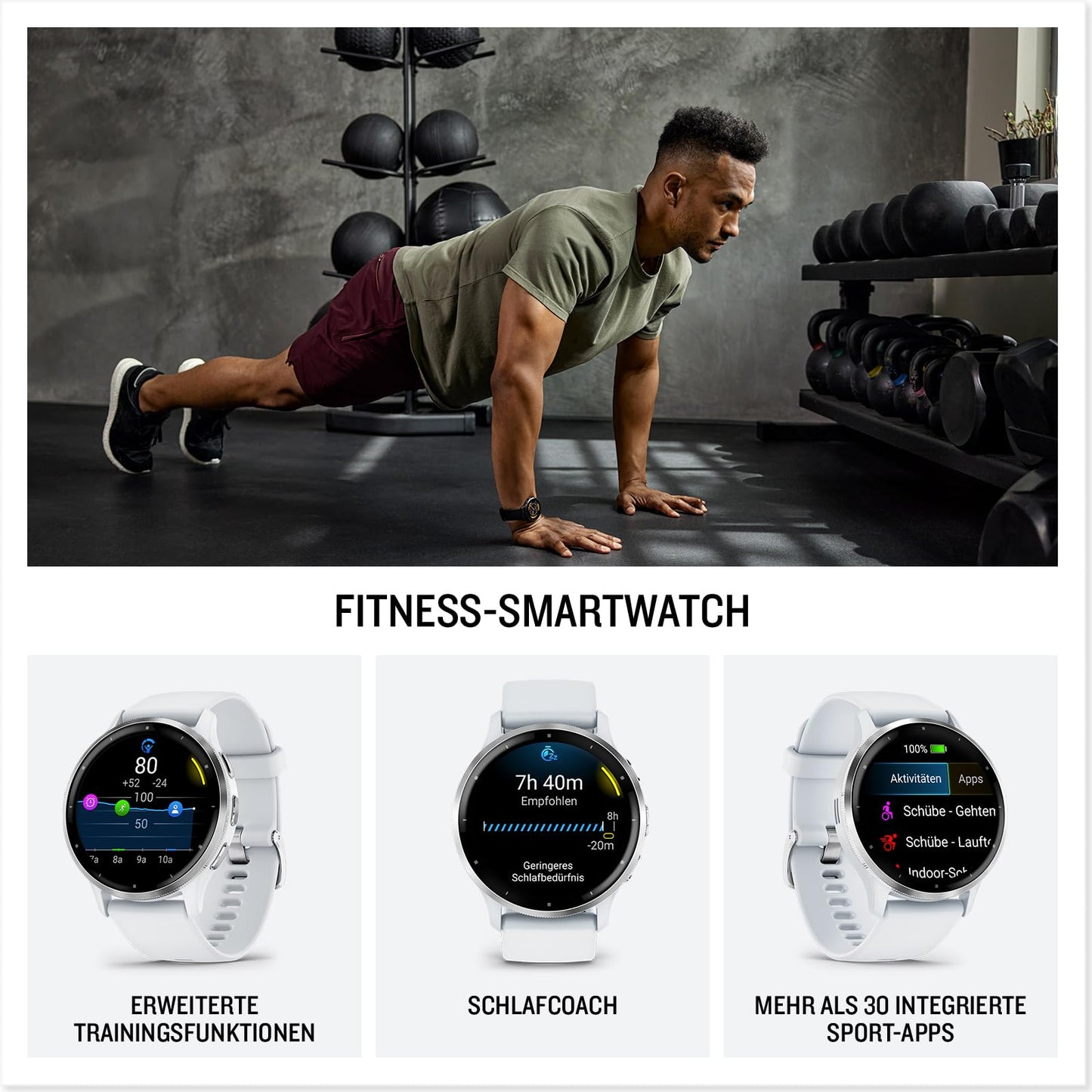 Garmin Venu 3 – GPS-Fitness-Smartwatch mit Bluetooth Telefonie und Sprachassistenz, Ultrascharfes 1,4 Zoll AMOLED-Touchdisplay, Fitnessfunktionen, Garmin Music, Garmin Pay und Rollstuhlmodus