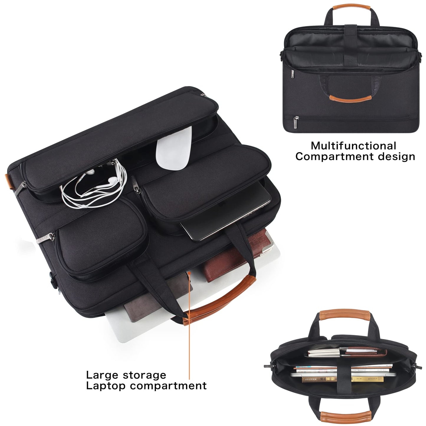 DOMISO 17-17.3 Zoll Laptoptasche Wasserdichte Notebookhülle Business Aktentasche Tragbare Computer Tragetasche mit Schulterriemen für HP ProBook/Lenovo IdeaPad/Acer/Dell/MSI GE76 Raider,Schwarz