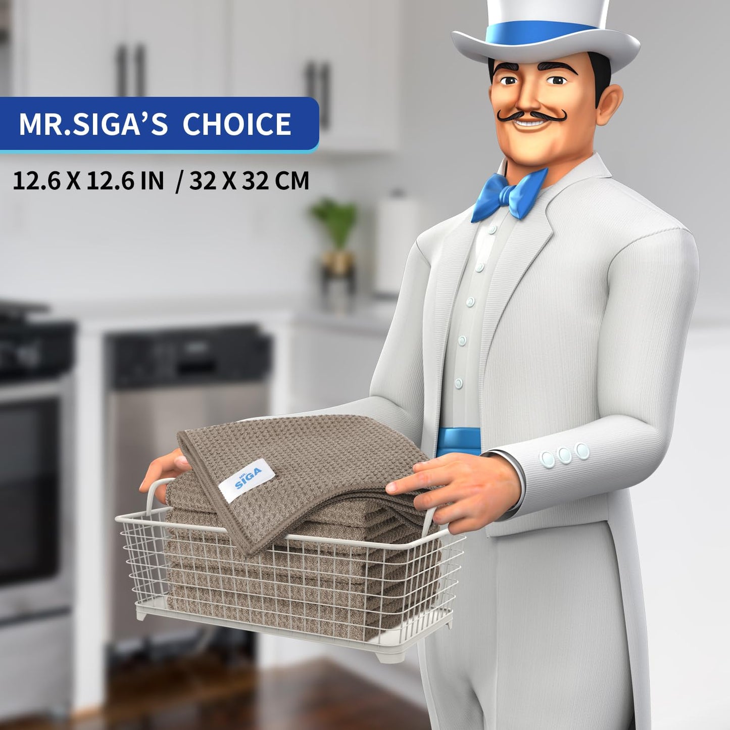 MR.SIGA Waffeltücher Mikrofasertuch, wiederverwendbar Putztücher saugfähige Reinigungstücher Mikrofaser Lappen Putztücher Fenster Tücher Mikrofasertücher Geschirrtücher, 6 Stücke, Braun