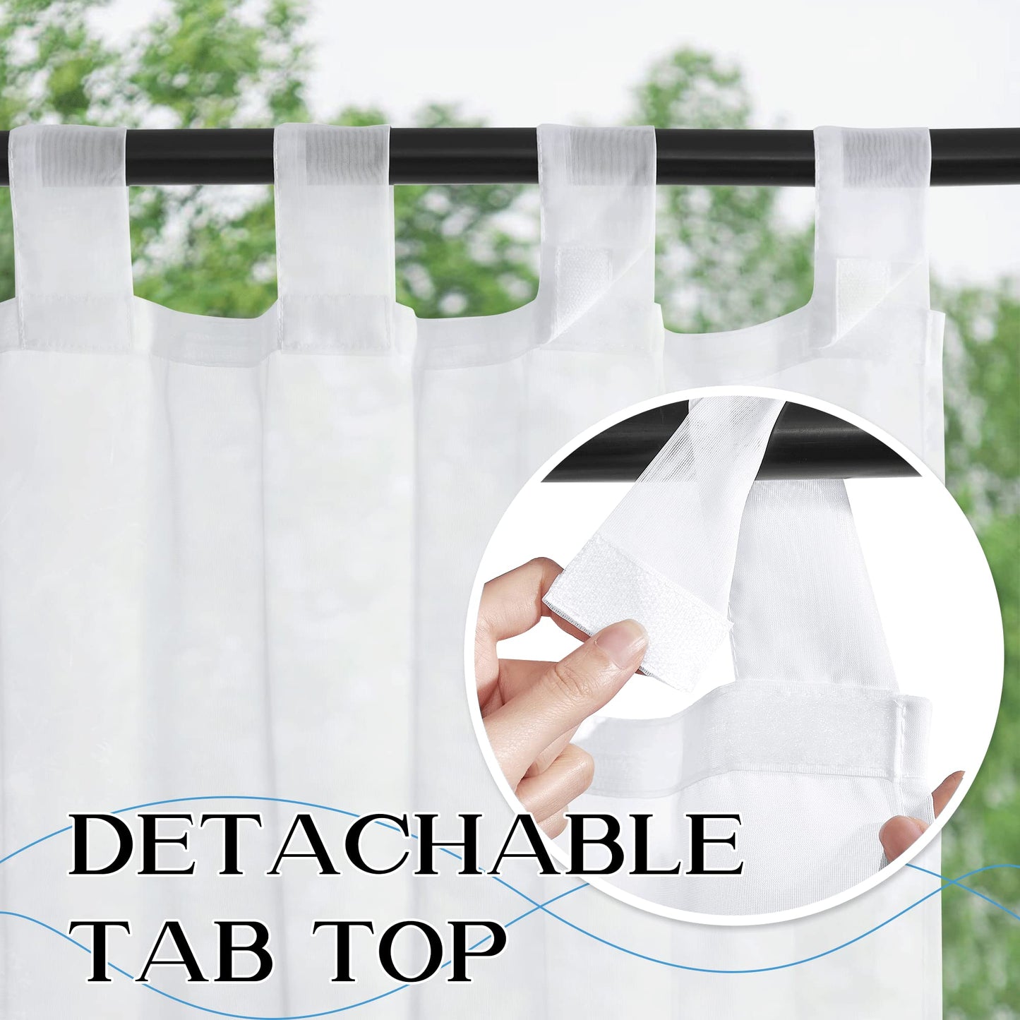 PONY DANCE Outdoor Vorhang Wasserdicht 2er Set H 213 x B 137 cm Outdoor Gardinen Weiss Transparent Pavillon Vorhänge mit Abnehmbaren Schlaufen Outdoorvorhang Terrasse