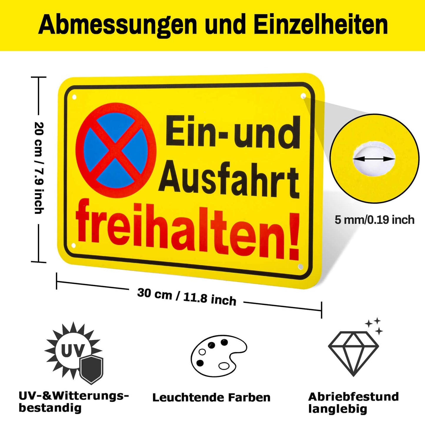 Einfahrt Ausfahrt Freihalten Schilder Metall Aluminium, Parken Verboten Schild Eingang Freihalten Auch Gegenüber, CARGEN Warnschilder Verbotsschilder Zufahrt Freihalten 300X200 mm