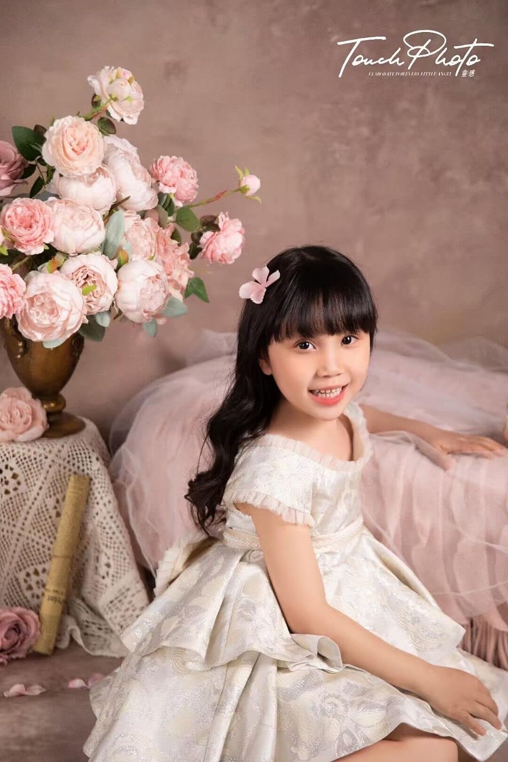 WaW 1,5x2,2m Hellbraun Mottled Fotohintergrund Stoff, Subtile Unregelmäßige Punkte für Shabby Vintage Fotostudios, Kinder Neugeborenen Fotografie