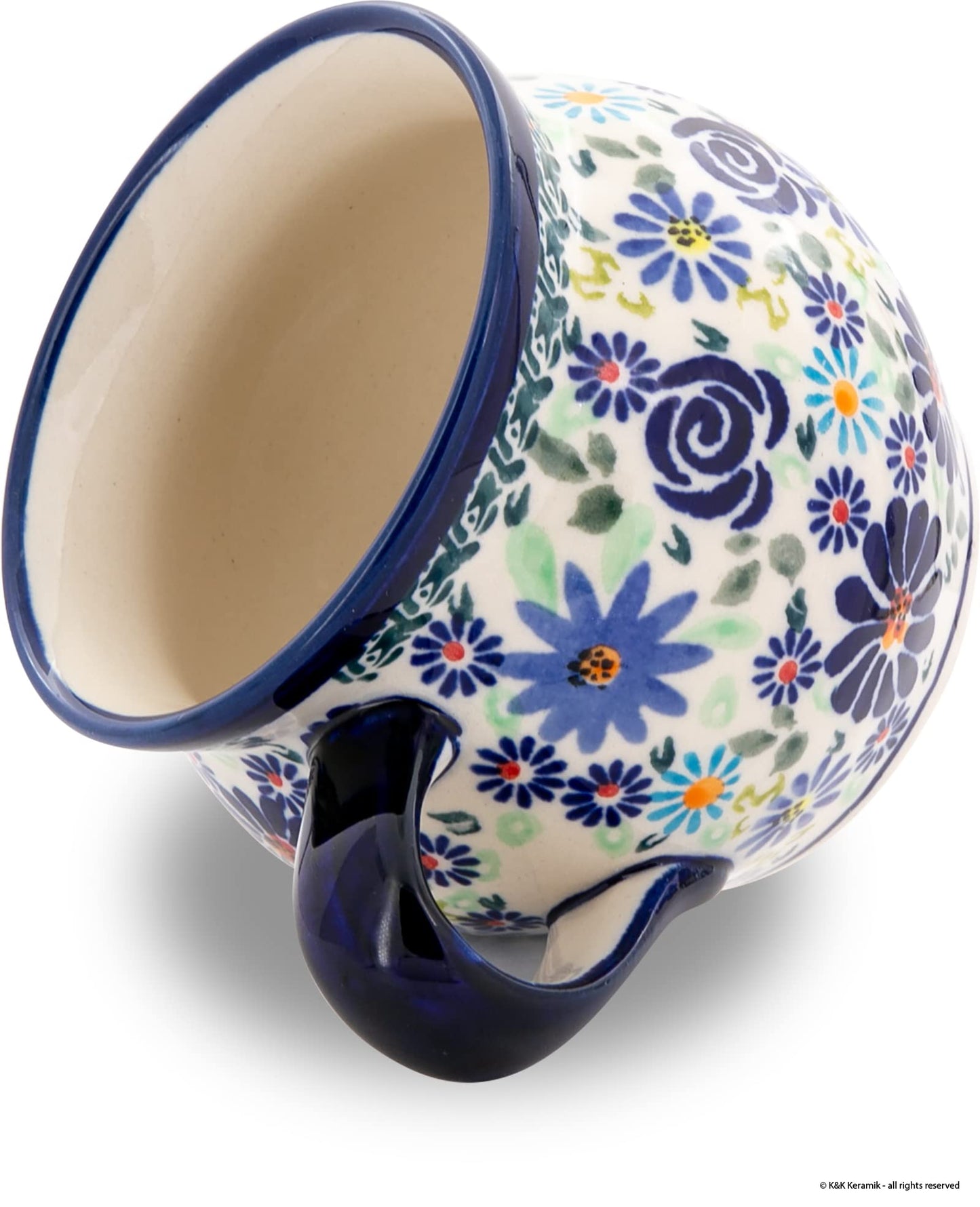 Bunzlauer Keramik XL Kugelbecher, 0,42 Liter, H 9,0 cm, Ø 14,00 cm, Dekor DU126