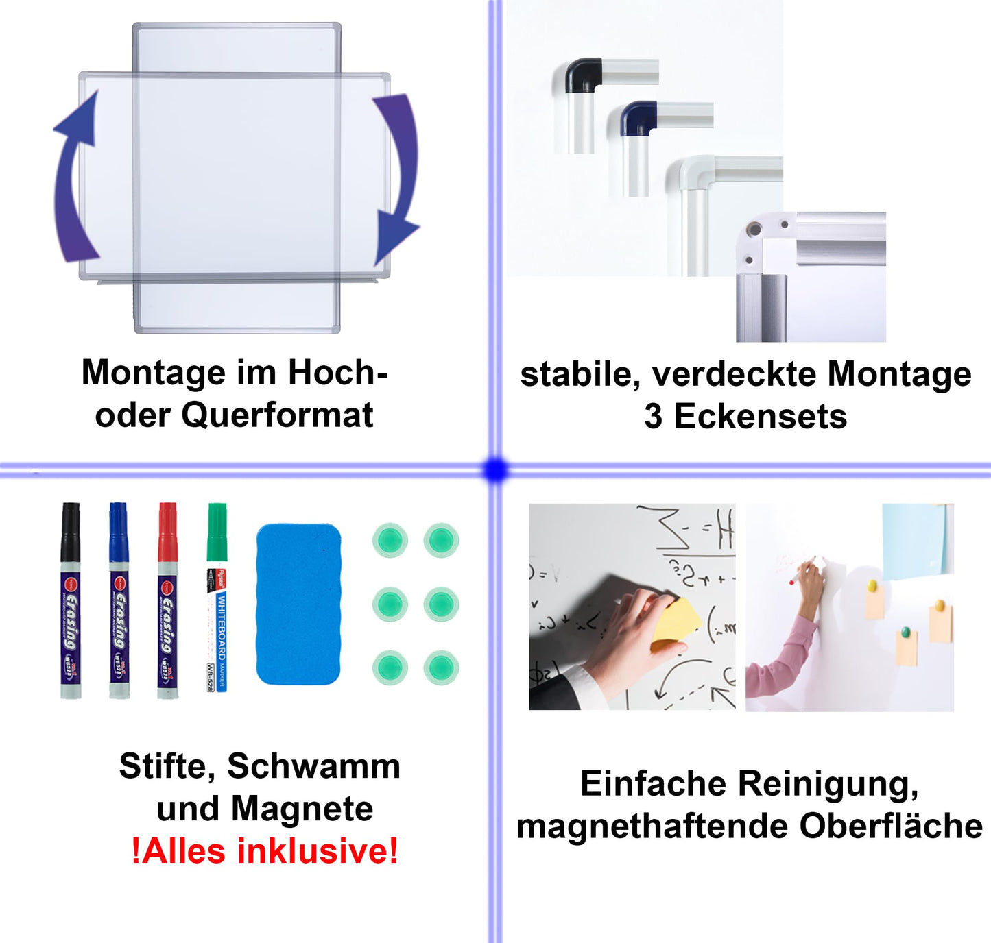 Dynamic-Wave Premium Whiteboard - 240 x 120 - Magnetwand & Schreib- und Zeichentafel - Vielseitige Magnettafel, Notiztafel für Büro, Schule & Zuhause