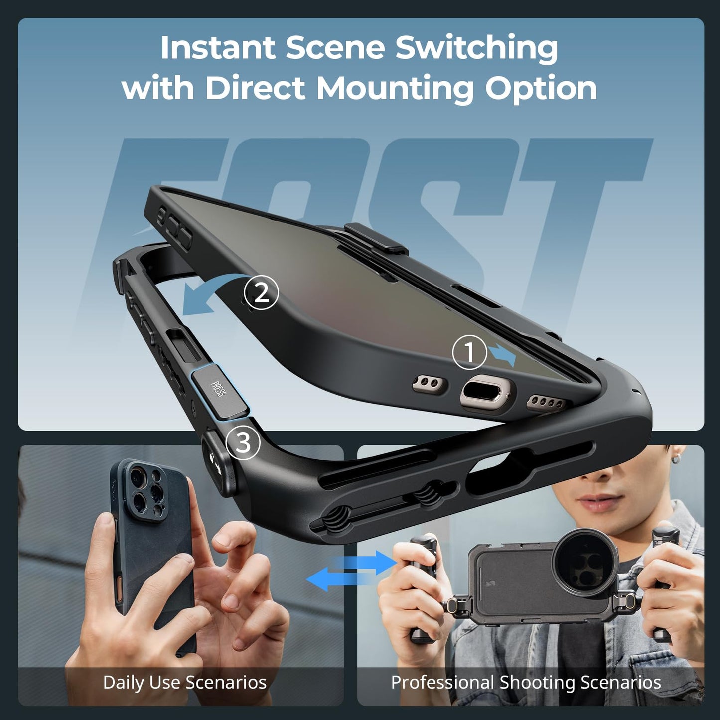 SMALLRIG Mobile Video Cage für iPhone 16 Pro, Telefonkäfig mit Telefonhülle mit T-Mount-Objektivrückplatte, Unterstützung für MagSafe, Schnellverschluss-Telefonvideo-Rig für Videografie, – 4828