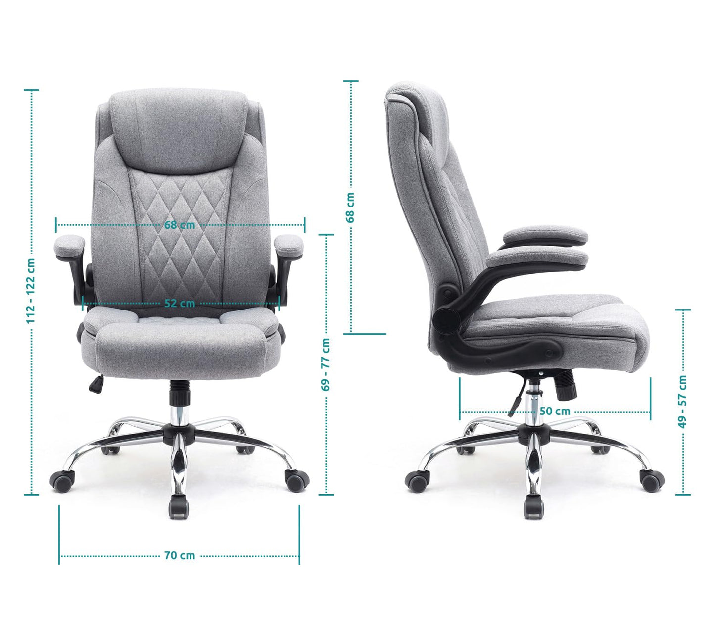 Superkancl ergonomischer Bürostuhl Comfortable mit klappbaren Armlehnen, Grau