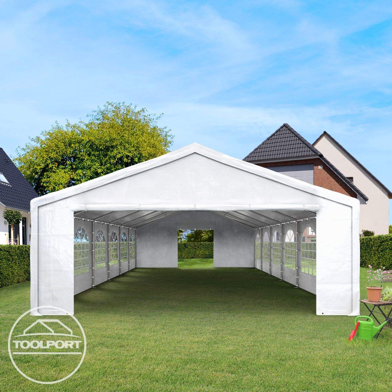 TOOLPORT Hochwertiges Partyzelt 3x6 m Pavillon Zelt PE Plane 450 N Gartenzelt Festzelt Wasserdicht weiß