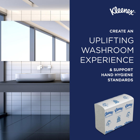 Kleenex Ultra Falt-Handtuchpapier 4633, weiß – 2-lagige Einmal-Papierhandtücher – 18 Packungen x 150 kleine Papierhandtücher (insges. 2.700)
