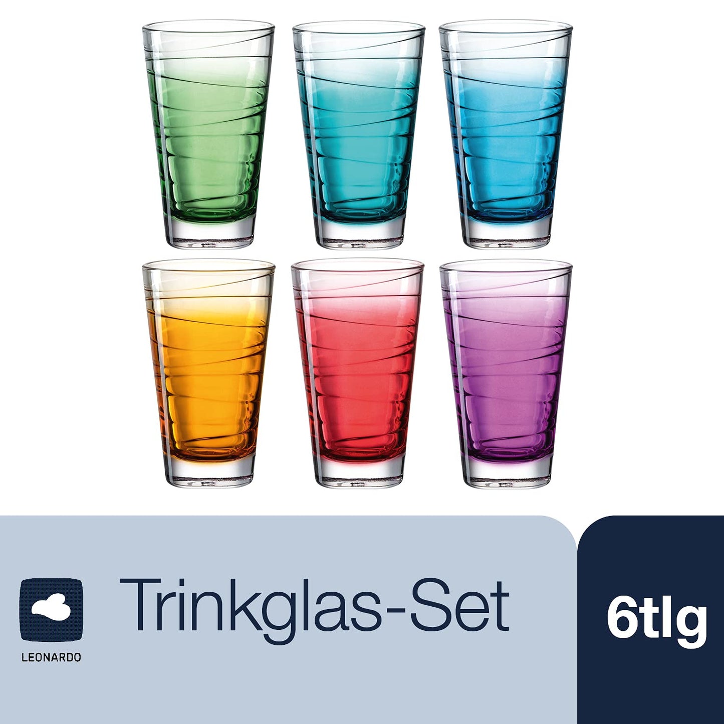 LEONARDO HOME 026845 Trinkglas VARIO STRUTTURA 6 Stück sortiert 280 ml Farbverlauf, Glas, Bunt