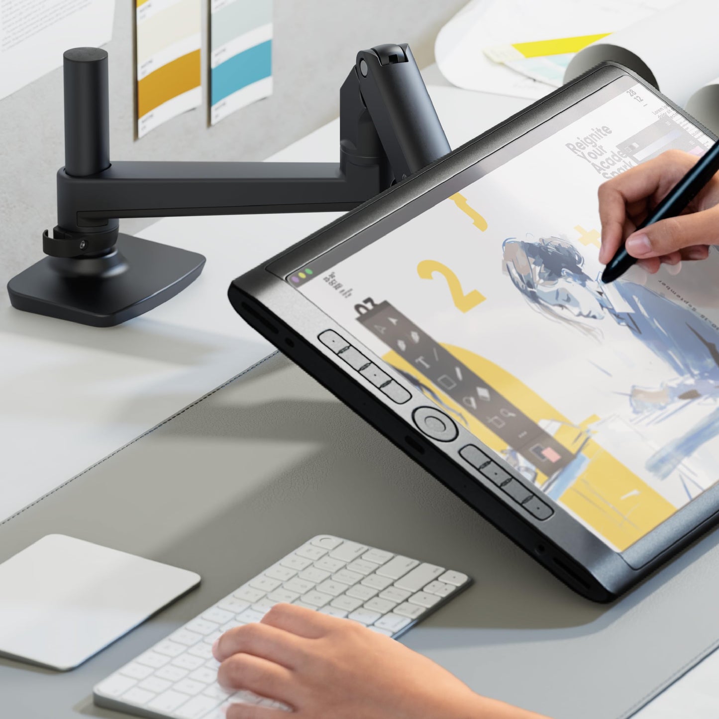 ONKRON Monitorhalterung Tisch für 17-38 Zoll Bildschirm bis 11 kg - PC Monitor Halterung höhenverstellbar 75x75 & 100x100 VESA Tischhalterung Monitor Arm schwenkbar neigbar drehbar Schwarz MS75-B