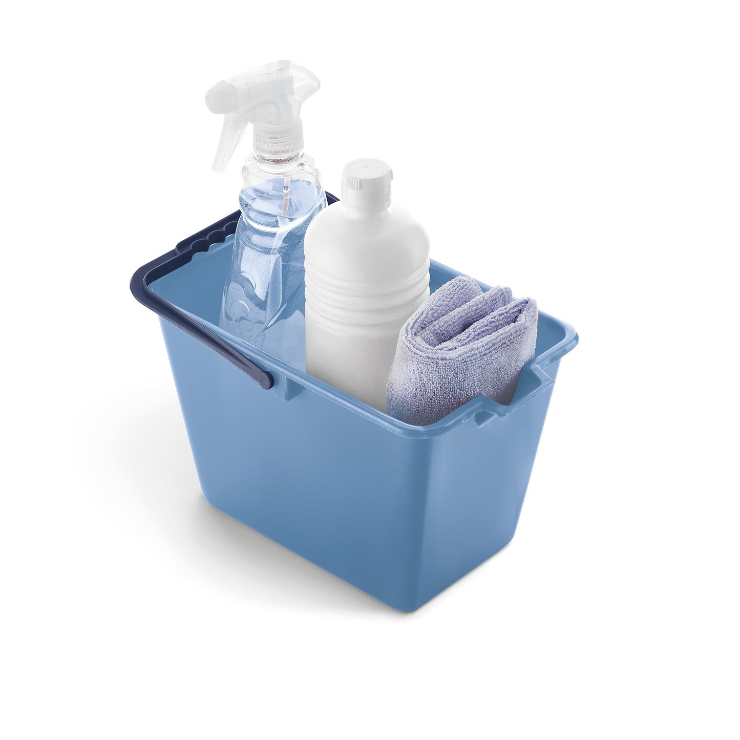 Mery - Mini Rechteckiger Eimer, 2 mm Wandstärke, Ergonomischer Griff und Abflusskanal, Robustes und Praktisches Design, Blau, 4L