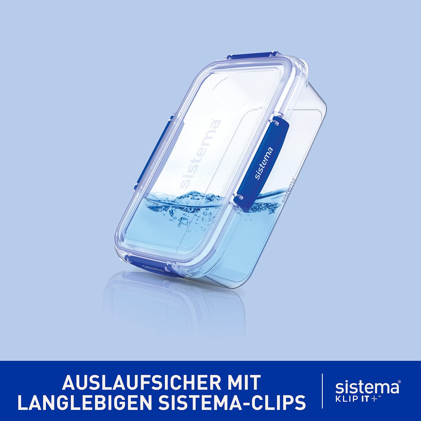 Sistema KLIP IT PLUS Frischhaltedosen Set | 1 l rechteckig | auslaufsichere, stapelbare und luftdichte Vorratsdosen mit Deckel | geeignet für Kühl-/Gefrierschrank | BPA-frei | 3 Stück