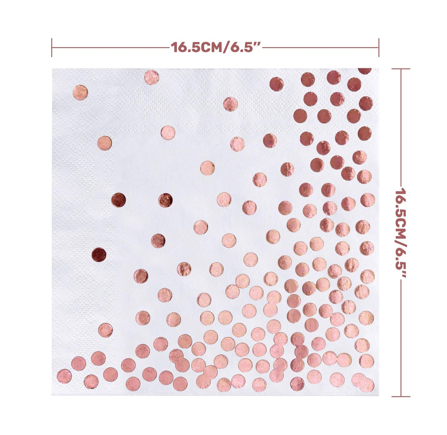 iZoeL 60 Servietten Partyservietten Rose Gold Dots 33 x 33cm 3-lagig Geburtstag Foiled Papierservietten Paper Napkins für Party Hochzeit Weihnachten Silvester