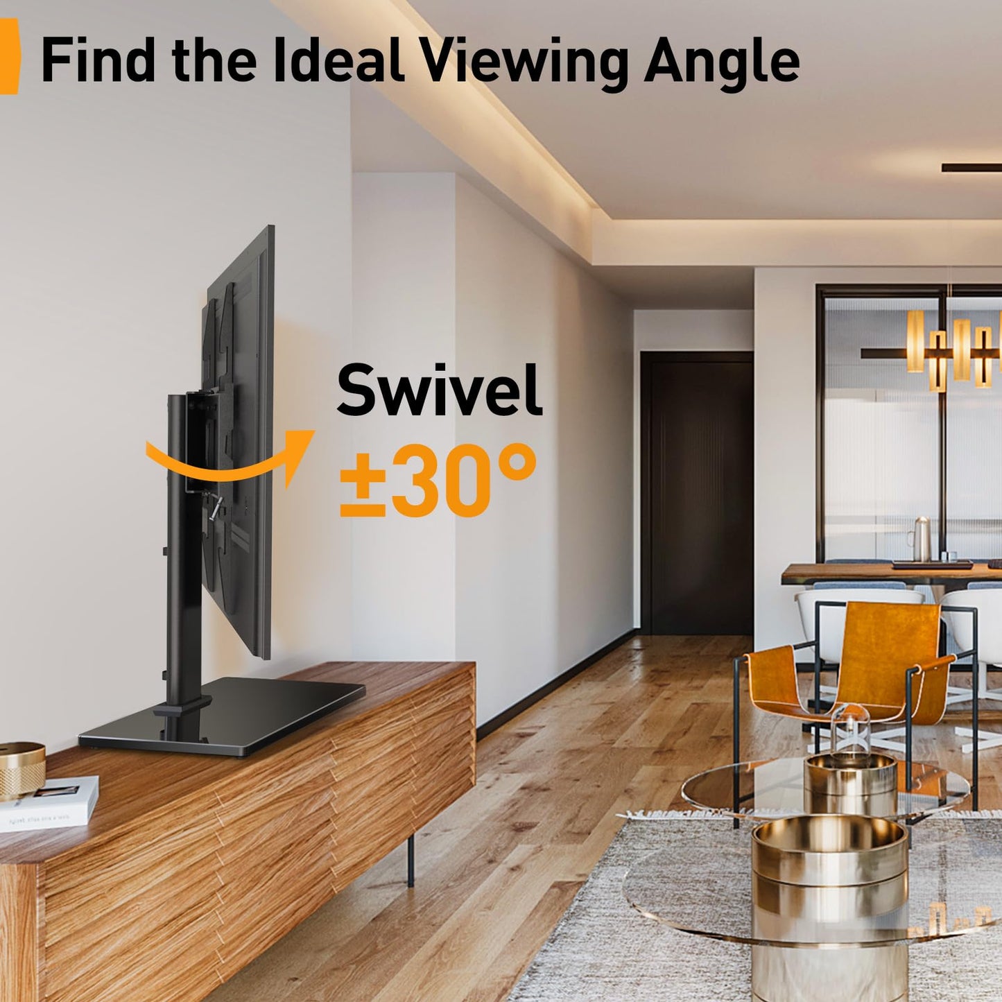 Perlegear TV Standfuss TV-Ständer Schwenkbarer für 32-60 Zoll OLED LCD Flach & Curved Fernseher oder Monitore bis zu 40kg. Max.VESA 400x400mm, Höhenverstellbar & Stabile Base