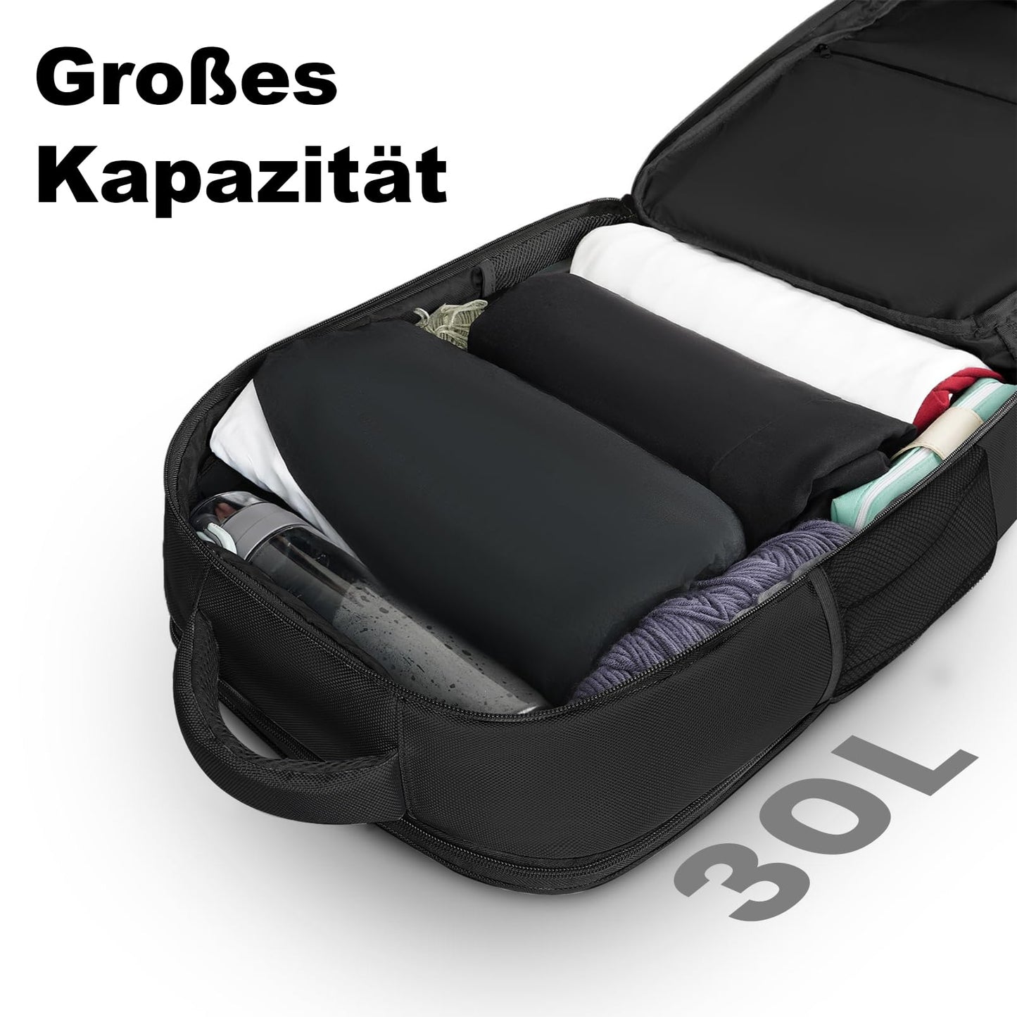MATEIN Reiserucksack für Easyjet Handgepäck 45x36x20, Handgepäck mit Schuhfach und USB Ladeanschluss 17,3 Zoll Laptop Rucksack Wasserabweisend Herren Damen für Reise Business 30L, Schwarz