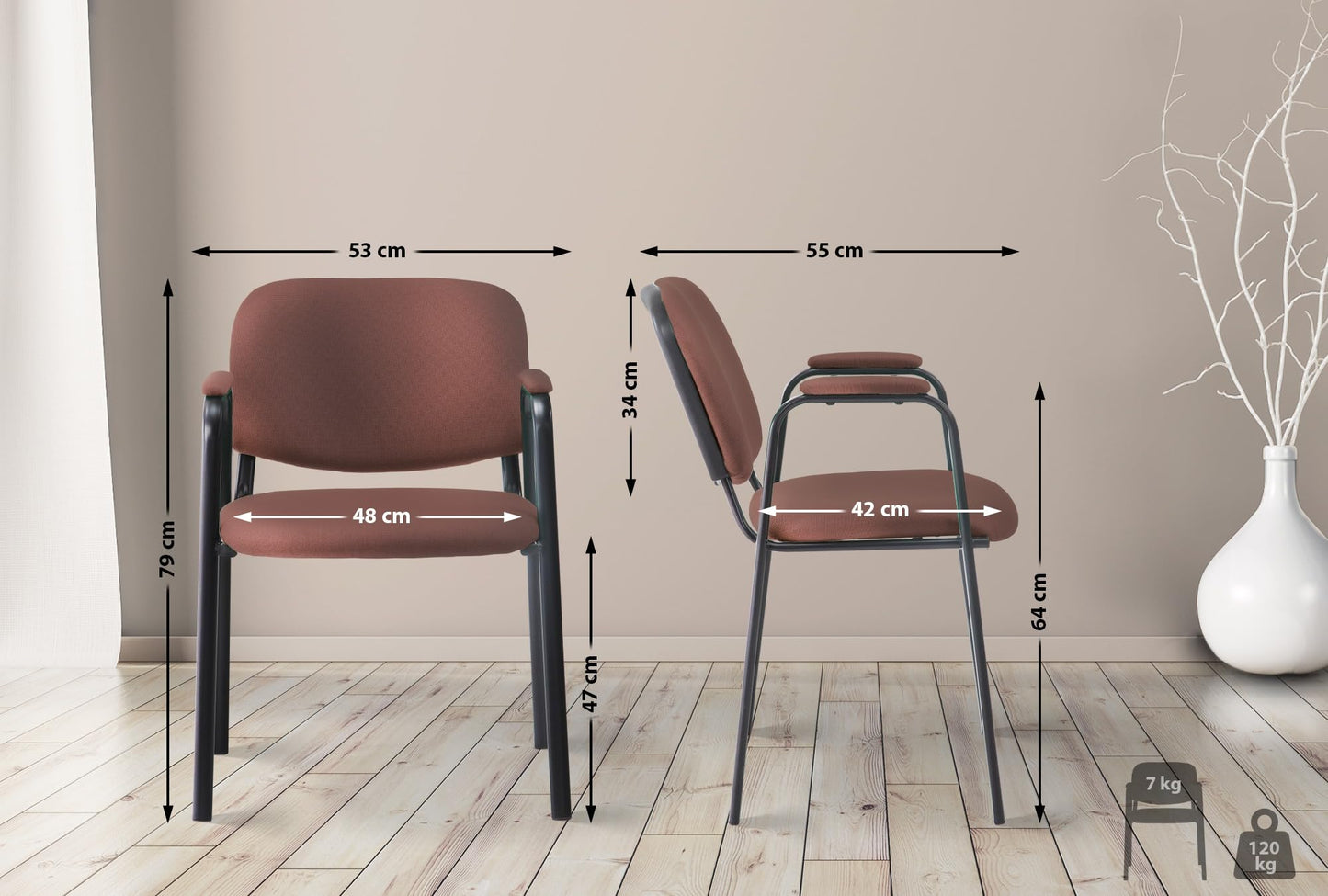 CLP Stapelstuhl Ken Pro I Konferenzstuhl Mit Stoff-Bezug Und Armlehnen, Farbe:braun