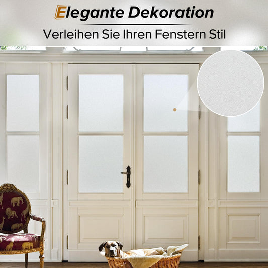 rabbitgoo Fensterfolie Blickdicht Sichtschutzfolie Fenster Selbsthaftend, Milchglasfolie Statisch Haftend 44,5 x 200 cm ohne Klebstoff Folie Fenster Sichtschutz Anti UV für Zuhause Büro Matt
