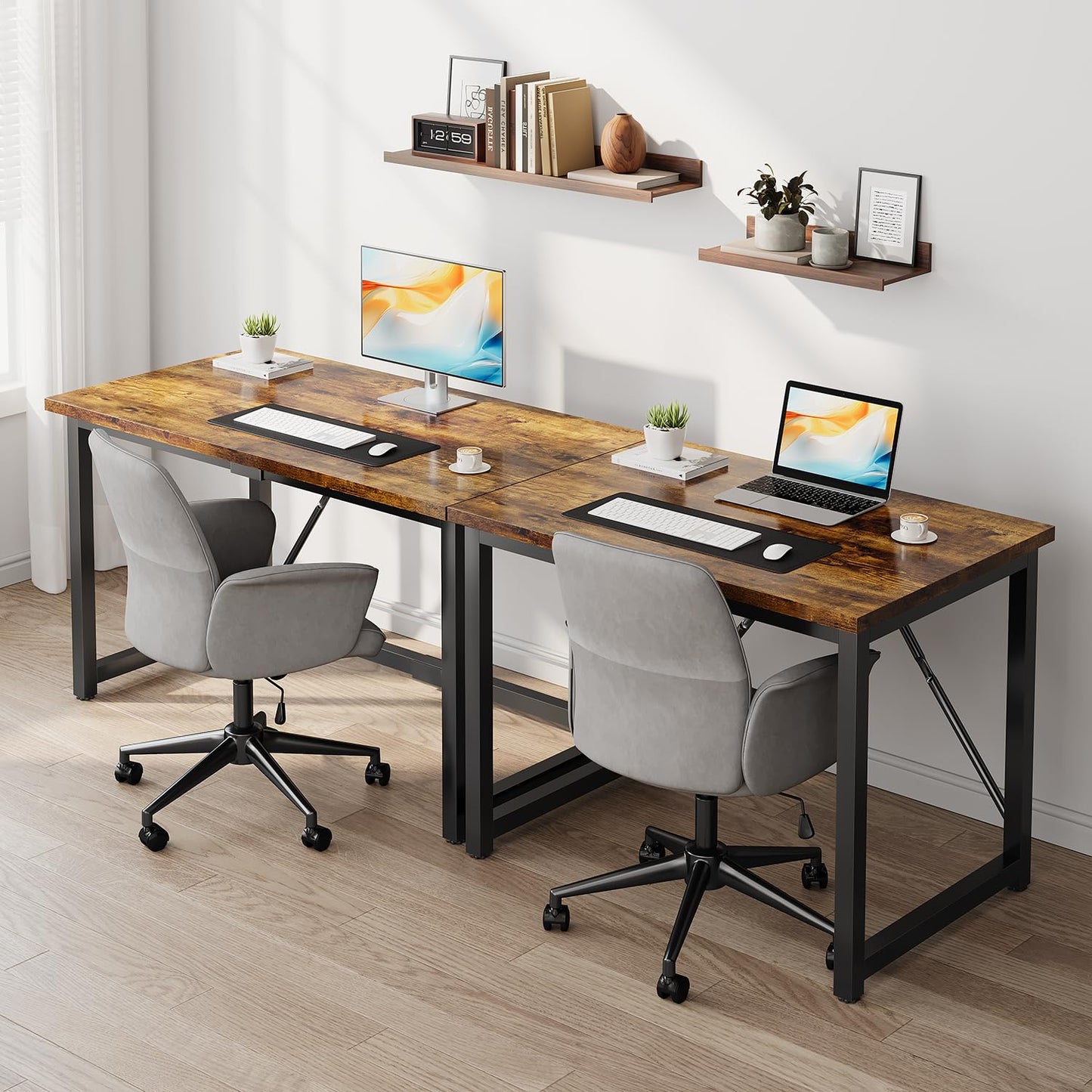 JUMMICO Schreibtisch 100 x 50 x 75 cm, Kleiner Tisch Computertisch Bürotisch für Arbeitszimmer, Computertisch Klein für Home, Office, Braun