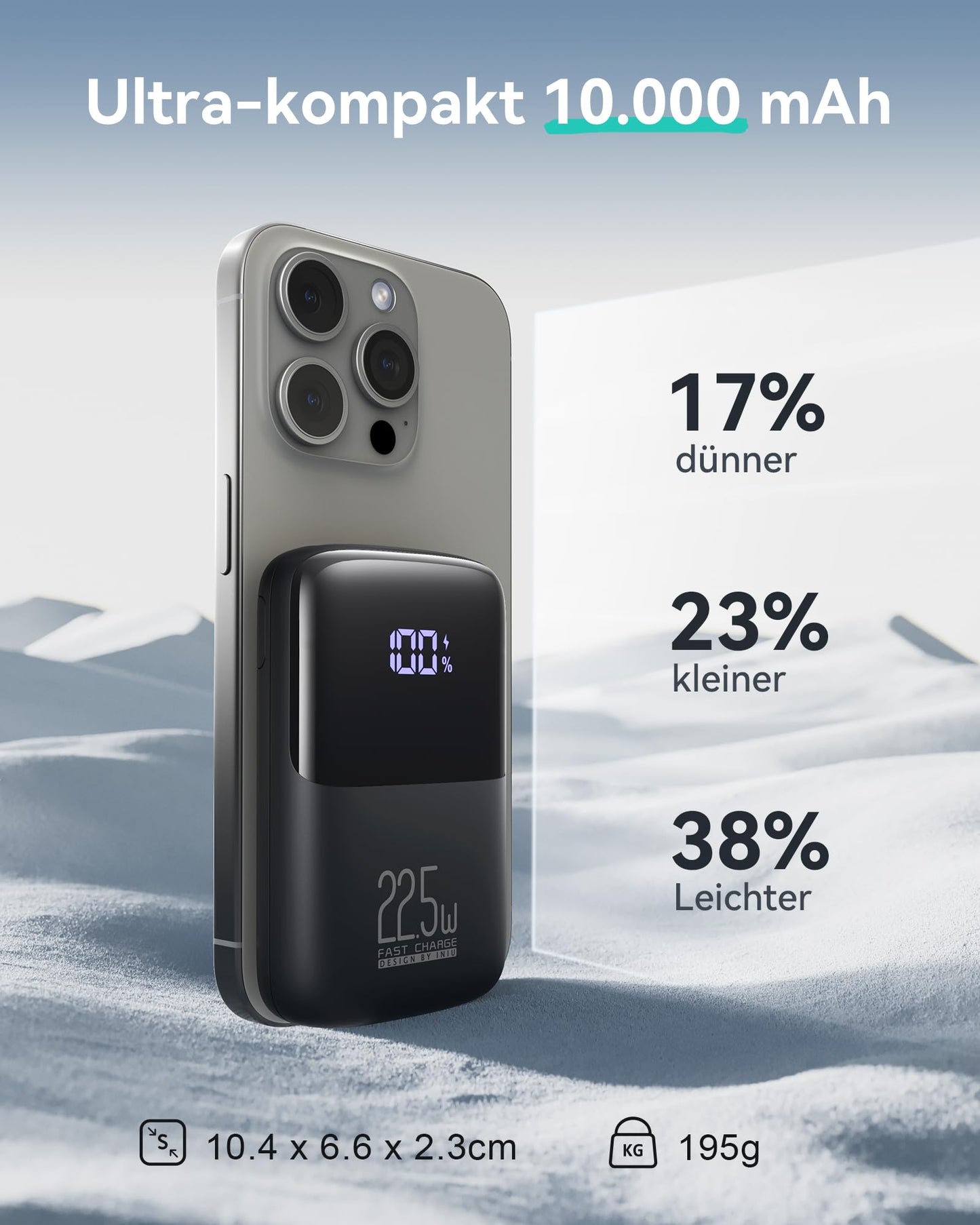 INIU Power Bank, 22.5W Fast Charging 10000mAh PowerBank Klein Aber Stark, PD3.0 QC4.0 USB C Input&Output Externe handyakkus für iPhone 16 15 14 13 12 X Pro Max Mini Plus Samsung S23 AirPods iPad etc